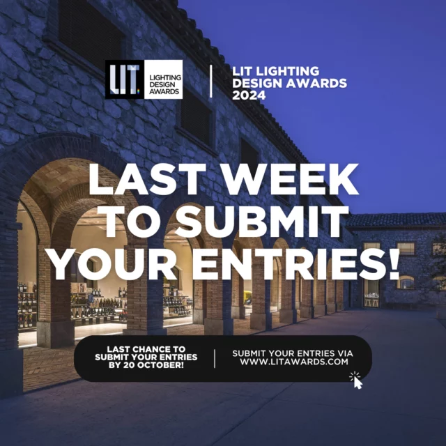 📣 FINAL WEEK TO SUBMIT YOUR ENTRIES! 📣⁠
⁠
This is your last chance to submit your entries for the 2024 LIT Lighting Design Awards! Don’t miss the opportunity to showcase your work on the global stage 🌎⁠
⁠
🏆 Architectural Lighting Design of the Year⁠
🏆 Entertainment Lighting Design of the Year⁠
🏆 Lighting Product Design of the Year ⁠
⁠
Visit https://litawards.com/ to submit your entries today! ⁠
⁠
*The late submission fee will apply for entries submitted after 20 October 2024. ⁠
⁠
Photo: Granja Perelada by Artec Studio, Winners in Hospitality Lighting Design⁠
⁠
#litlightingdesignawards #litdesignawards #designawards #lightingaward #submissionweek #awardseason